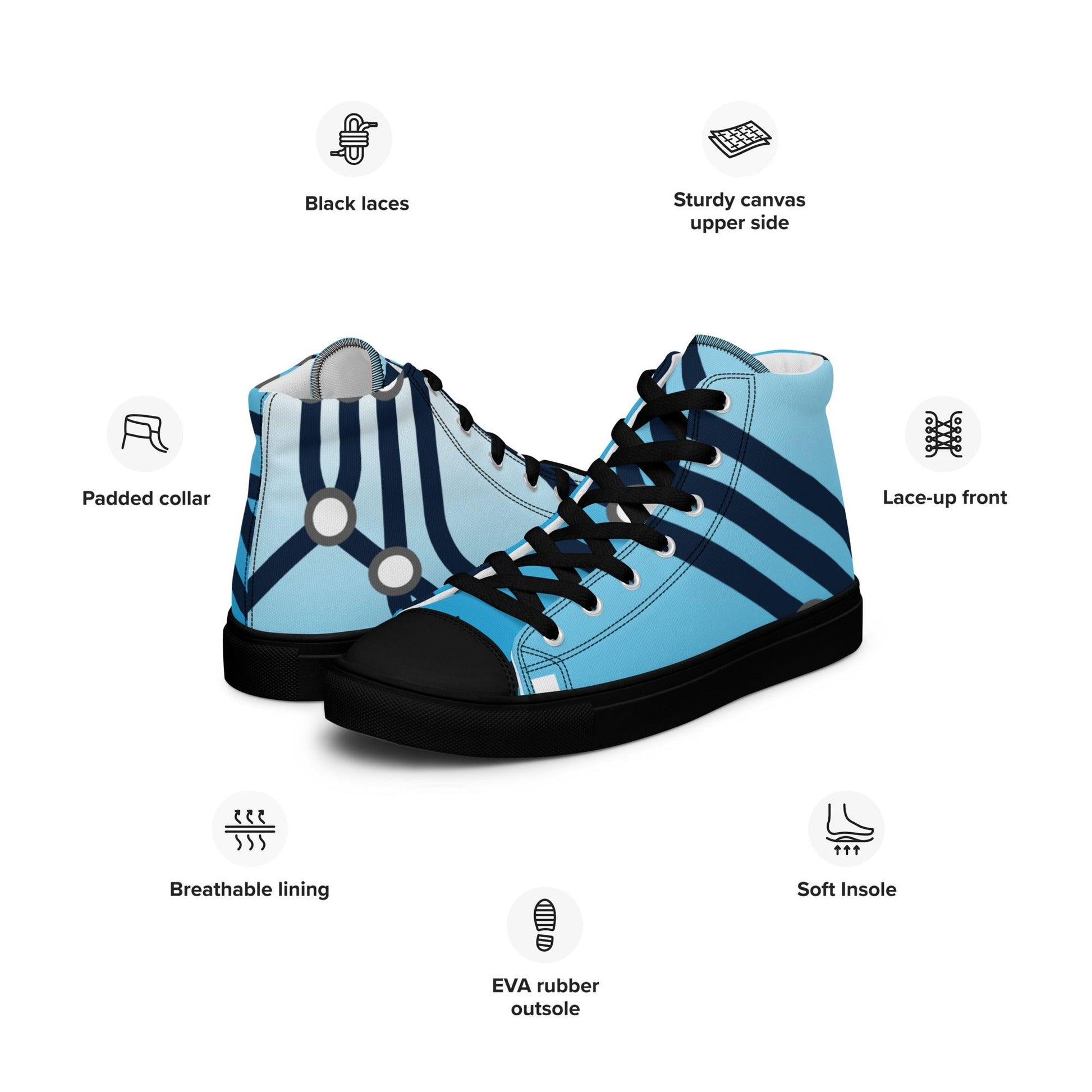 Traffic Blue Light Men’s High Top Canvas Shoes - Mo'Bays Backyard