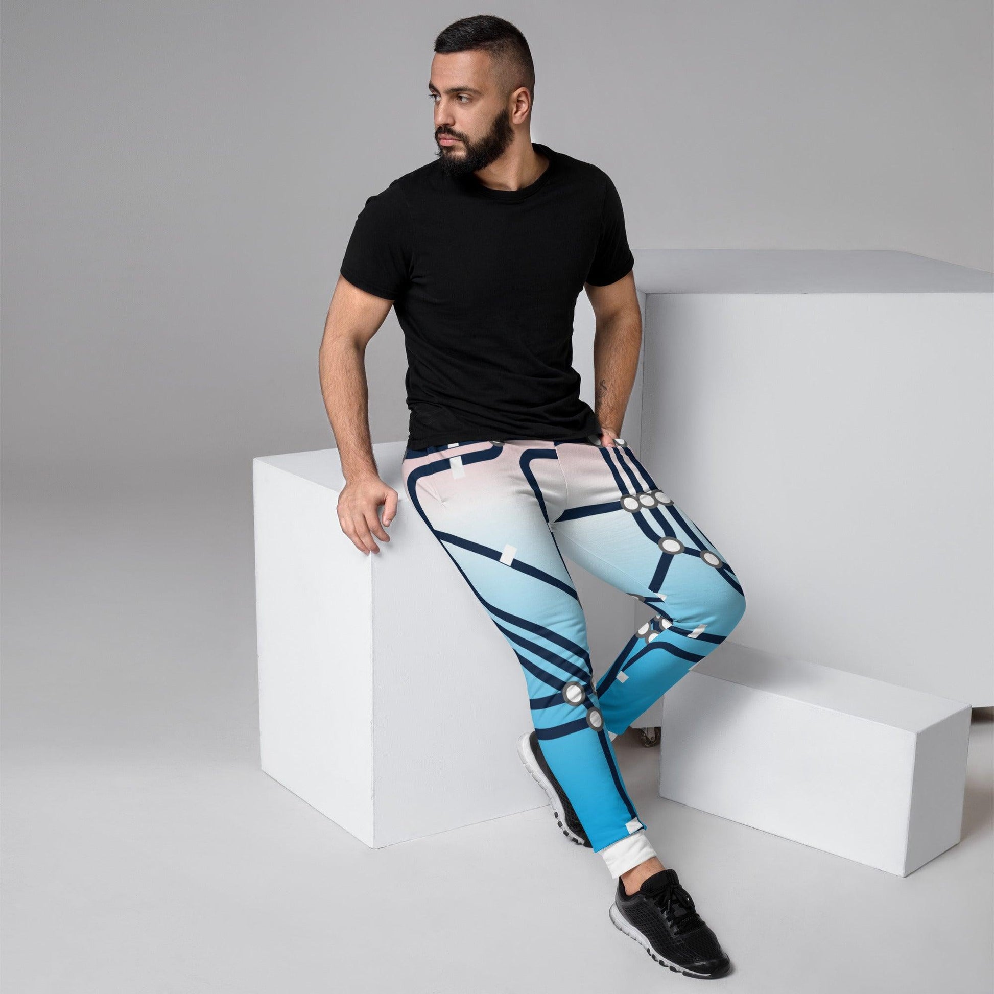 Traffic Blue Light Men's Joggers - Mo'Bays Backyard