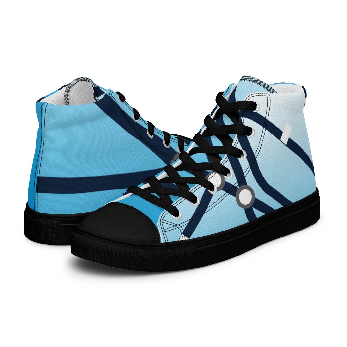 Traffic Blue Light Women’s High top Canvas Shoes - Mo'Bays Backyard