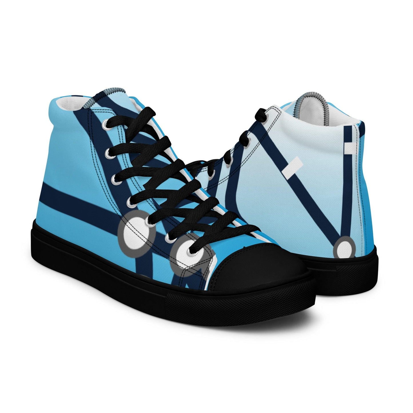 Traffic Blue Light Women’s High top Canvas Shoes - Mo'Bays Backyard