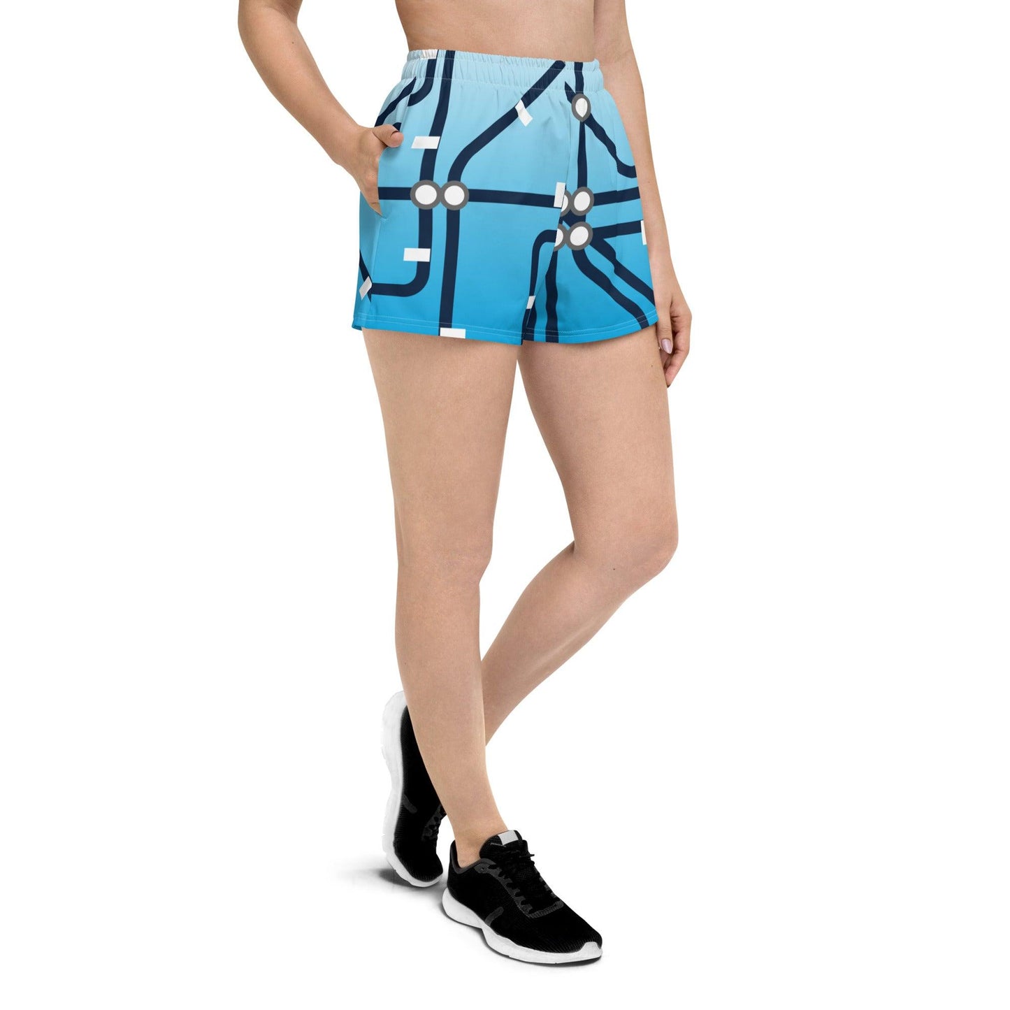 Traffic Blue Light Women’s Recycled Athletic Shorts - Mo'Bays Backyard