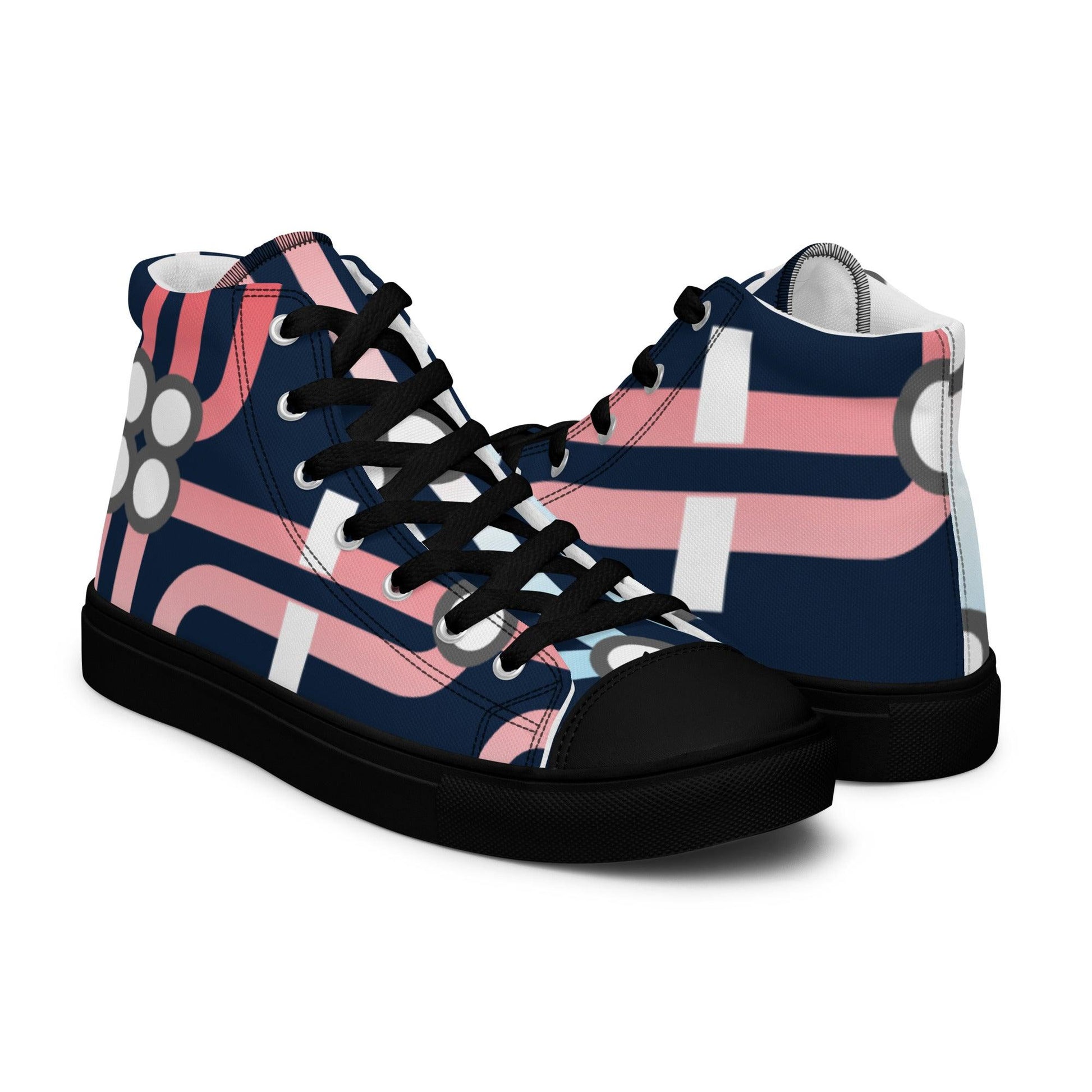 Traffic White Dark Women’s High top Canvas Shoes - Mo'Bays Backyard