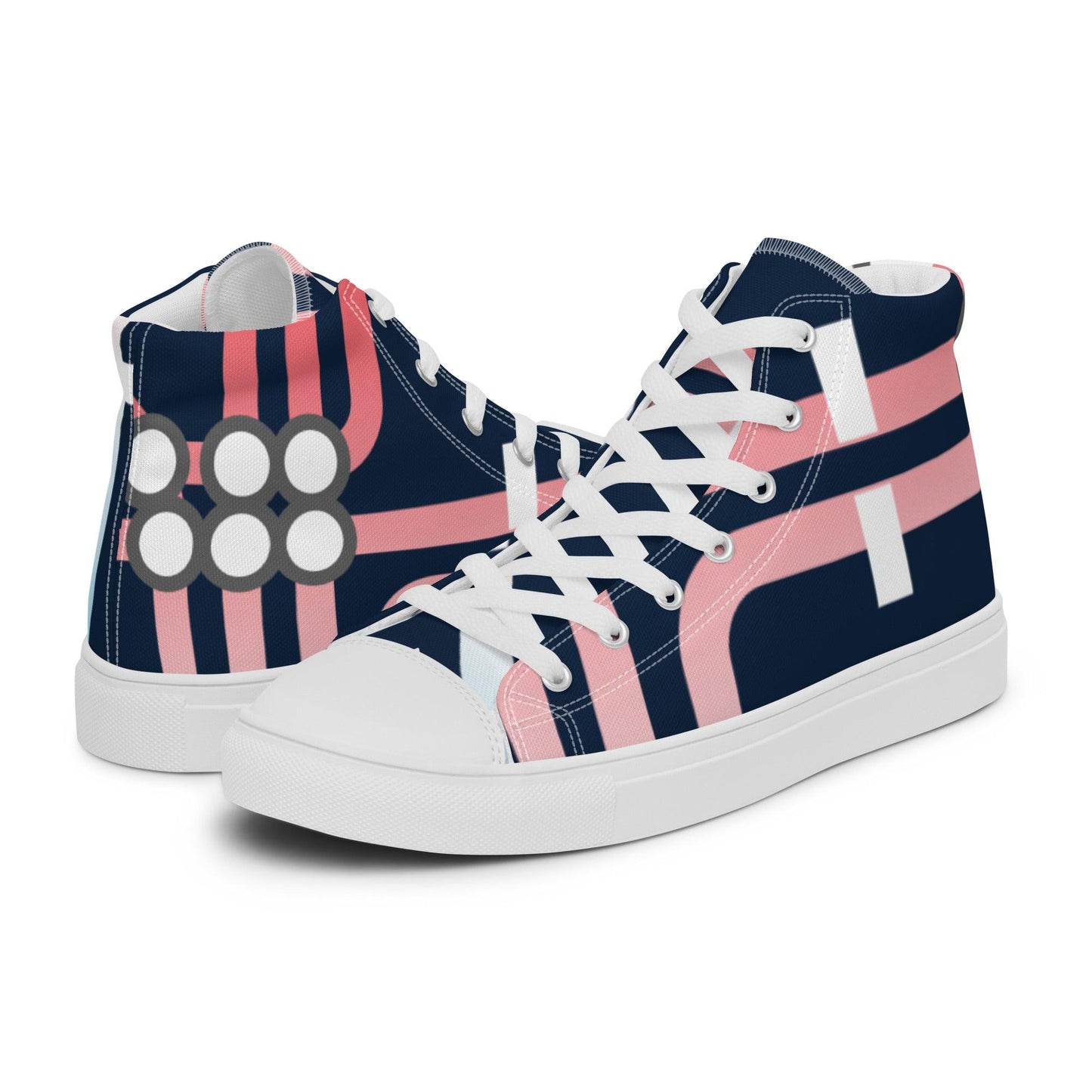 Traffic White Dark Women’s High top Canvas Shoes - Mo'Bays Backyard