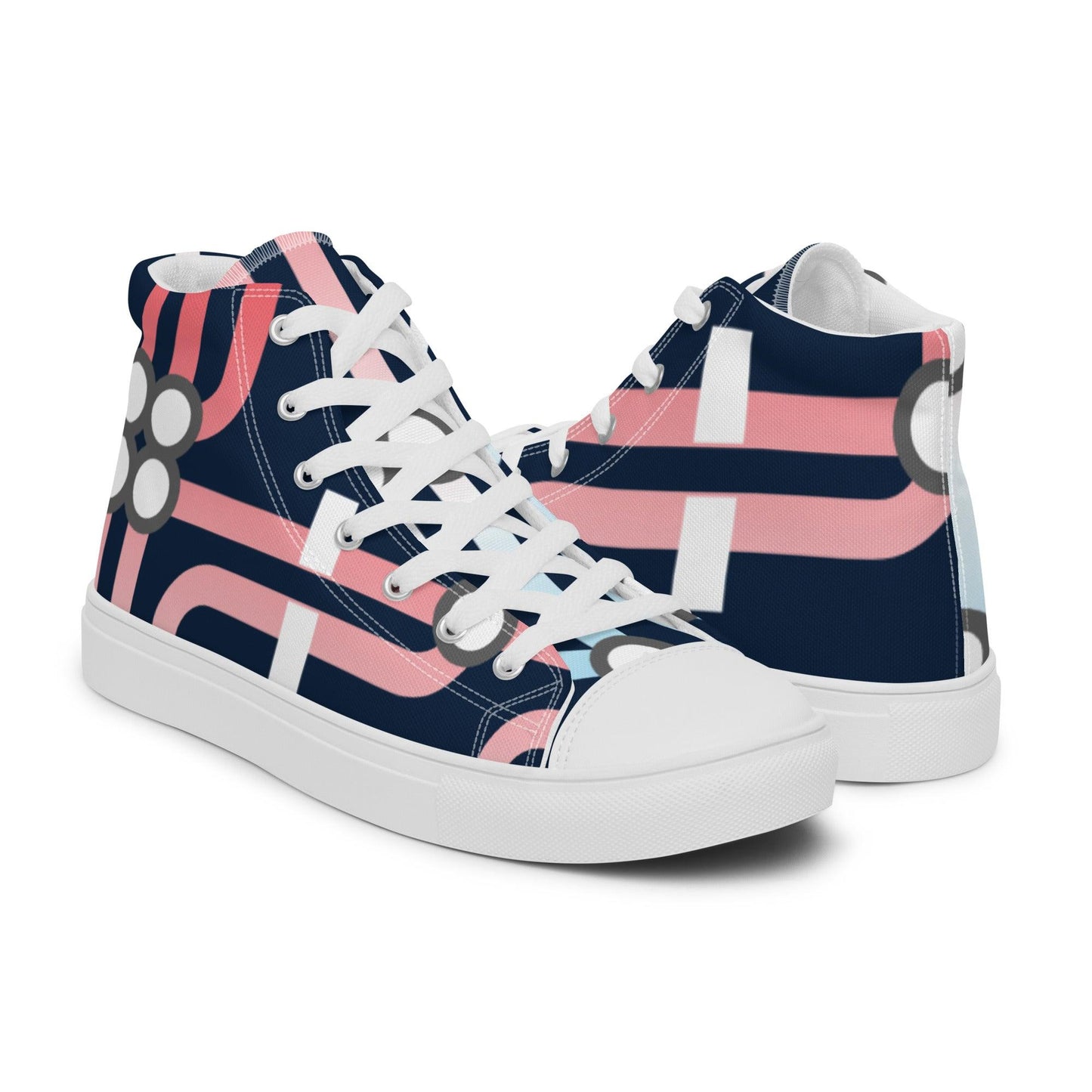 Traffic White Dark Women’s High top Canvas Shoes - Mo'Bays Backyard